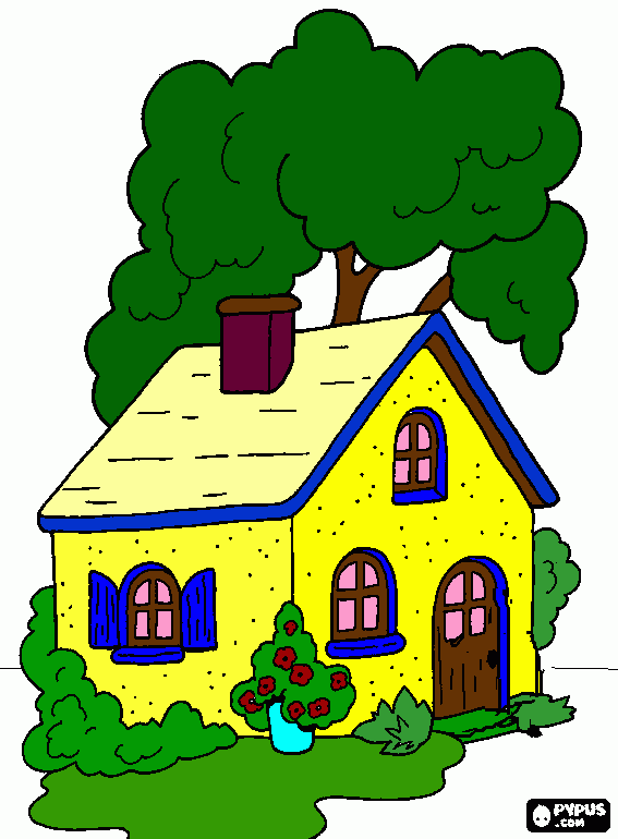 a cabana na floresta a casa para colorir e imprimir