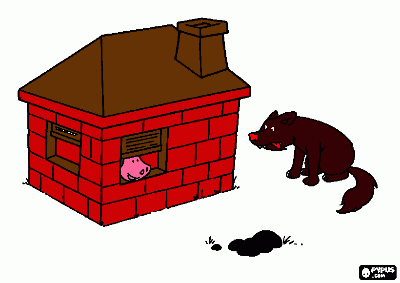 a casa de tijolos para colorir e imprimir