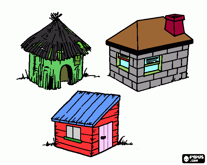 a casa dos tres porquinhos para colorir e imprimir