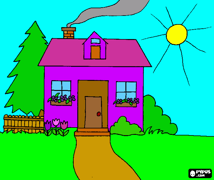 A casa na estacao: primavera. para colorir e imprimir