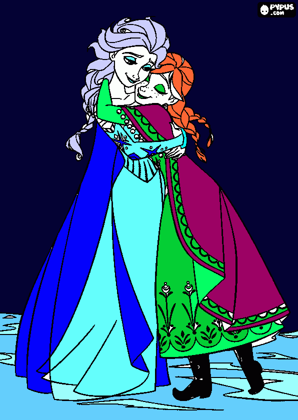 a elsa a brasando a ana para colorir e imprimir