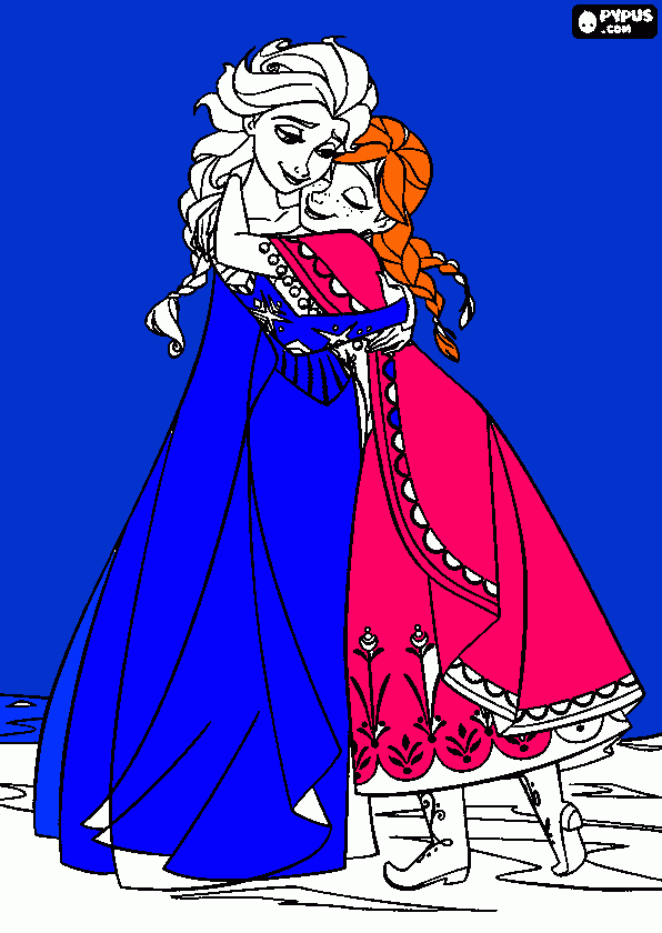 A Elsa e a Ana. para colorir e imprimir