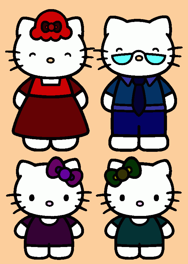 A família de Hello Kitty para colorir e imprimir