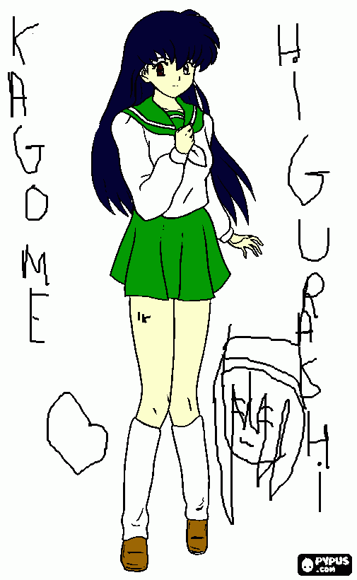 a Kagome Higurashi é menhor que a Chata da Kikyou e . para colorir e imprimir