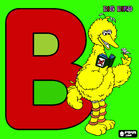 A letra B de Big Bird para colorir e imprimir