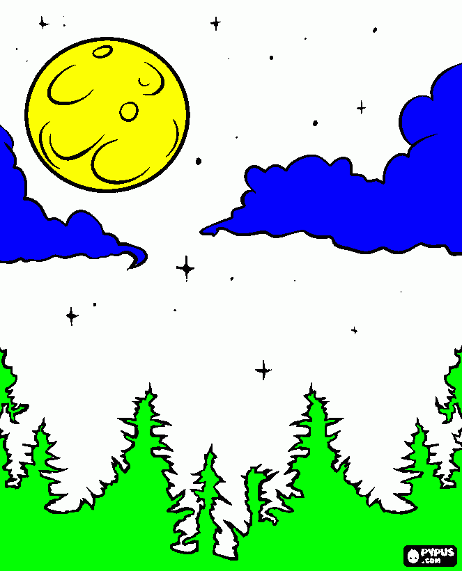 a lua cheia. para colorir e imprimir