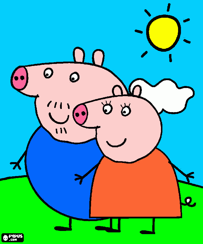 a mamae pig e o papai pig  para colorir e imprimir