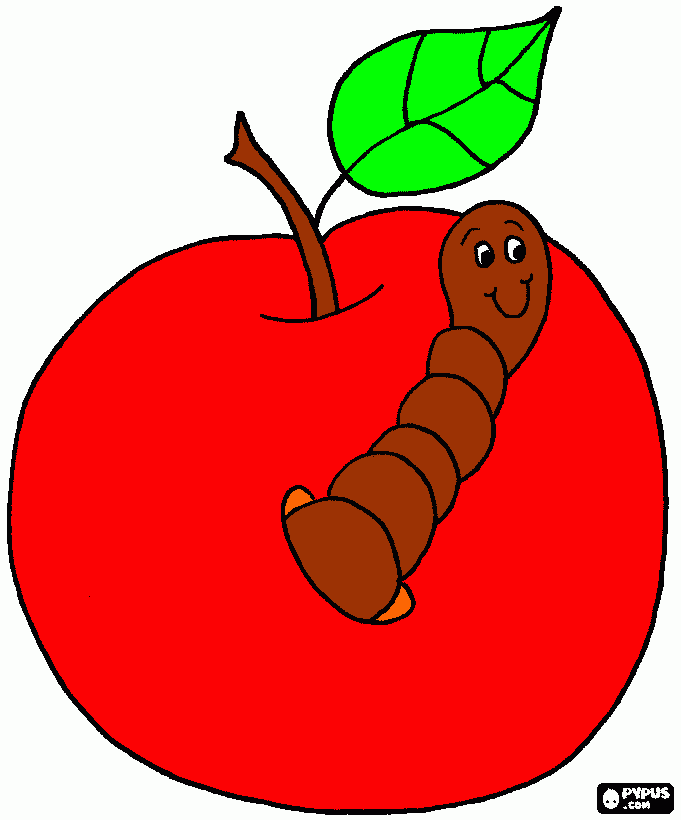 A MINHOCA NA MAÇA para colorir e imprimir