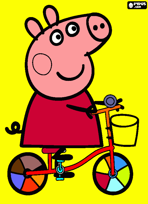 a peppa esta andando de bicicleta cem as rodinhas! para colorir e imprimir