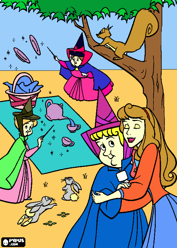 a princesa e as fadas para colorir e imprimir