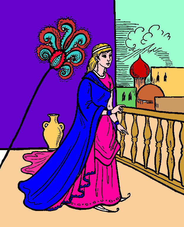 a rainha ester - desenho pintado para colorir e imprimir