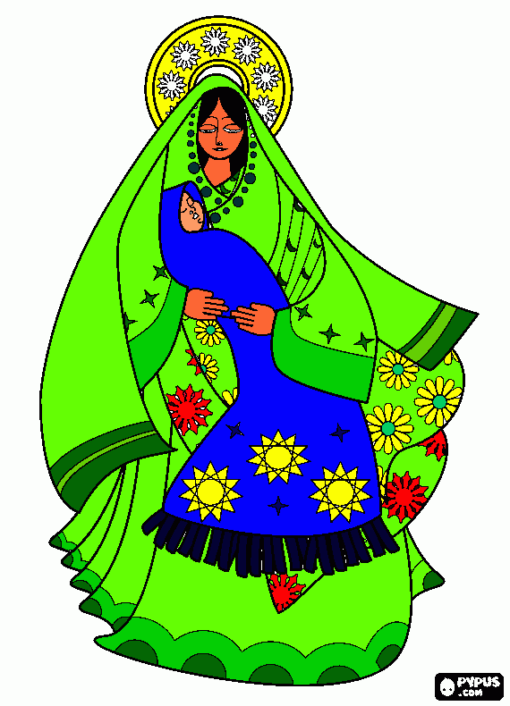 a virgem maria com o menino jesus para colorir e imprimir