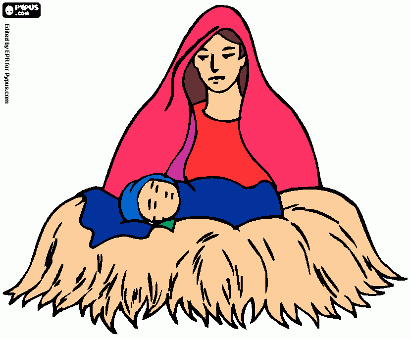 a  virgem  maria  e  o  manino  jesus  na   manjedoura para colorir e imprimir