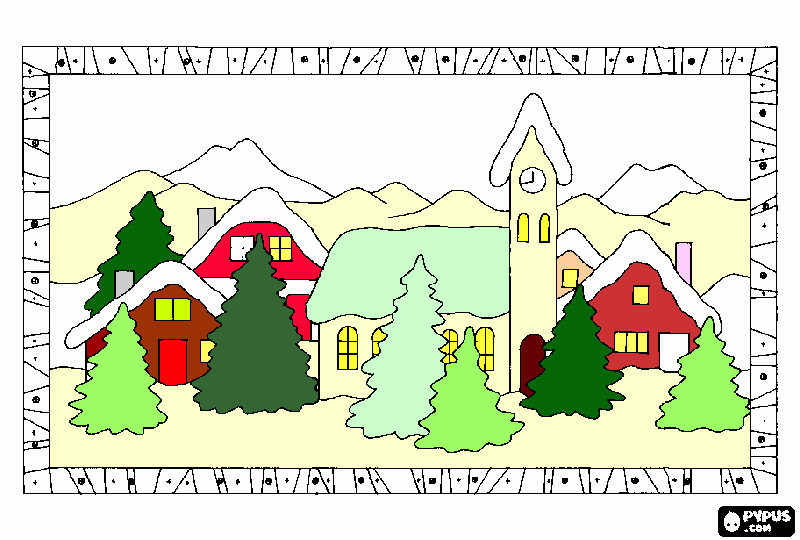 aldeia de natal para colorir e imprimir