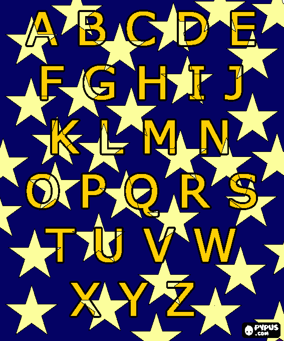Alfabeto Estrelas para colorir e imprimir