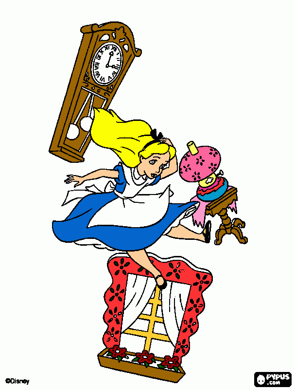 alice colorida para colorir e imprimir