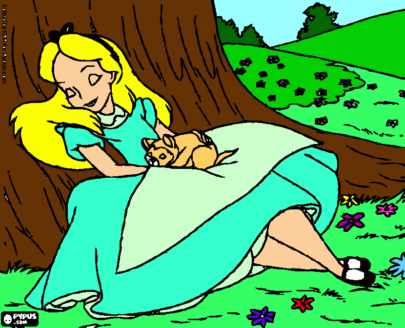 alice dormindo para colorir e imprimir