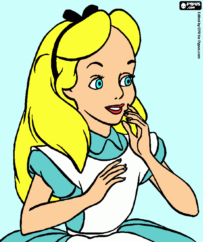 alice no pais das maravilhas desenho  para colorir e imprimir