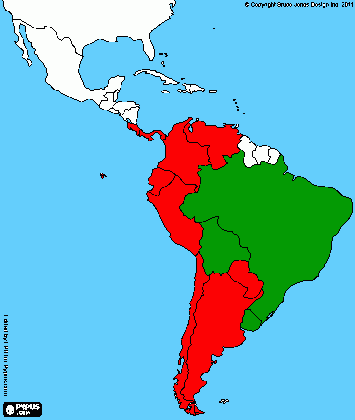 america do sul e central 02/01/13 para colorir e imprimir