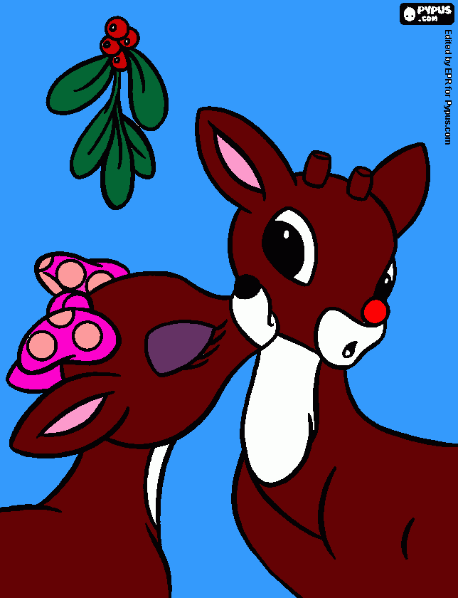amor da rena do naris vermelho para colorir e imprimir