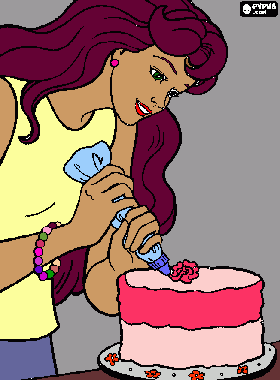 Ana Lucia fazendo bolo para os amigos do Trabalho para colorir e imprimir