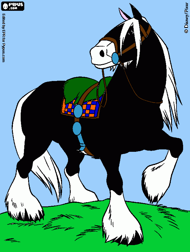 angus o cavalo de merida para colorir e imprimir