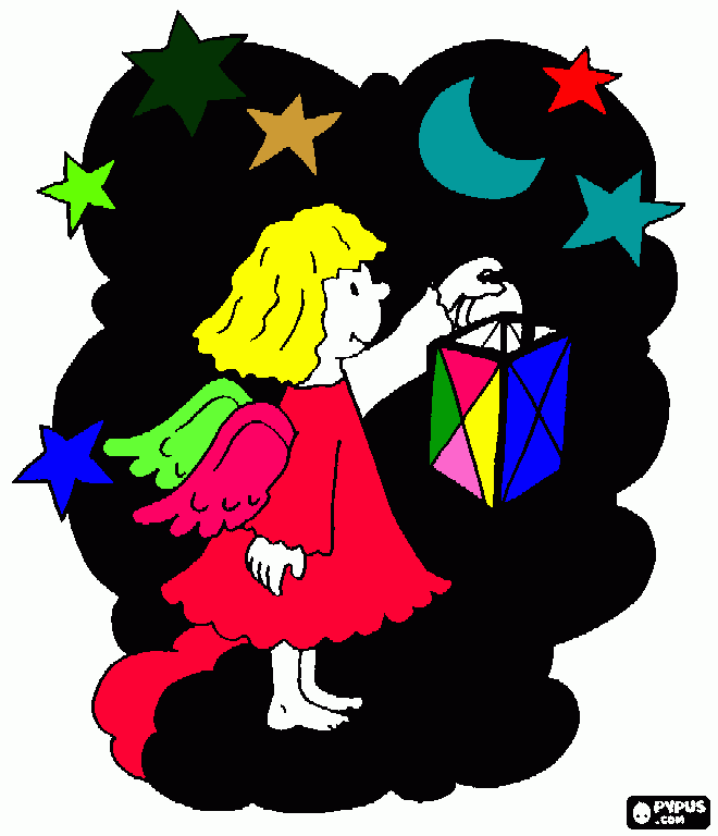 anjo colorido para colorir e imprimir