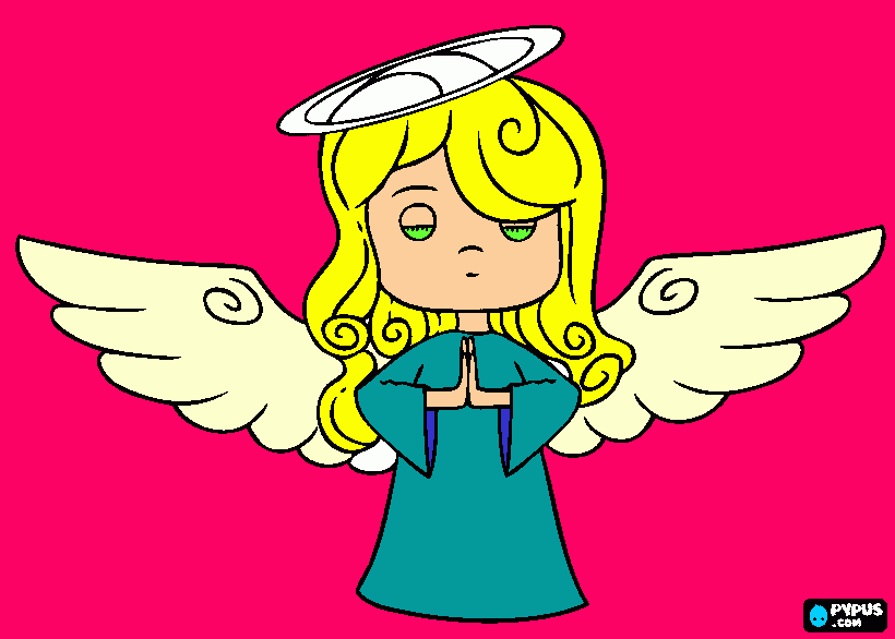 ANJO REZANDO para colorir e imprimir