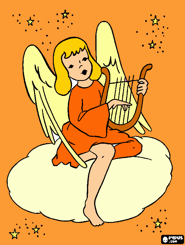 Anjos musicais para colorir e imprimir