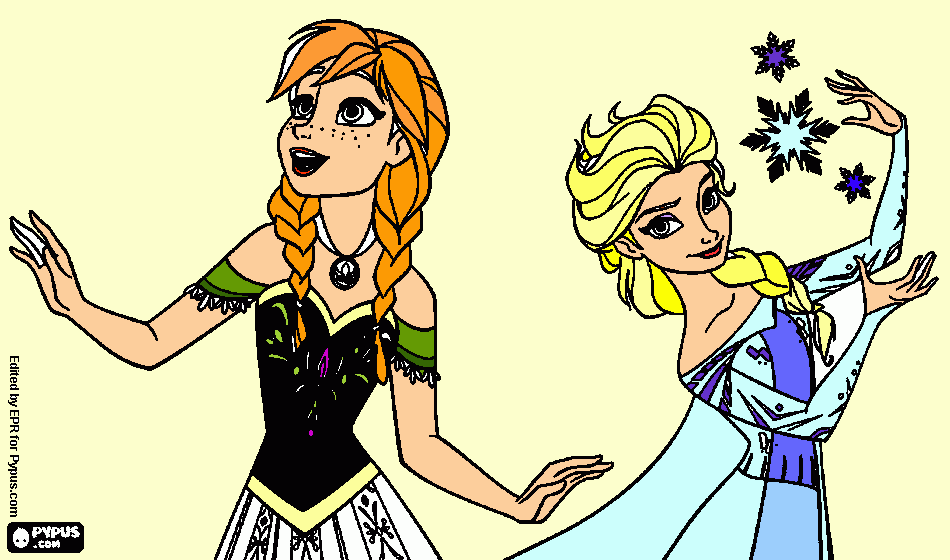 Anna e Elsa frozen uma aventura congelante para colorir e imprimir