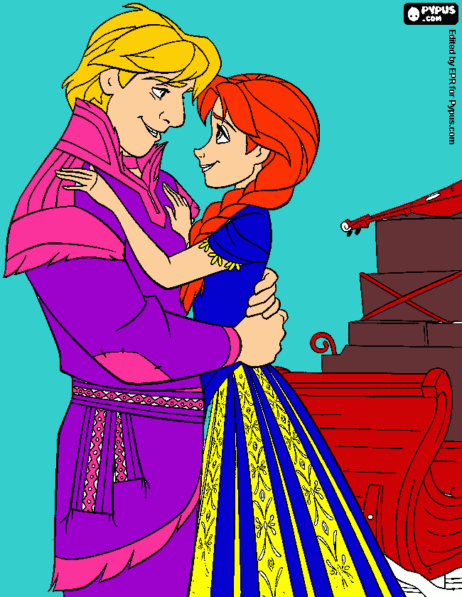 Anna e Kristoff apaixonados para colorir e imprimir