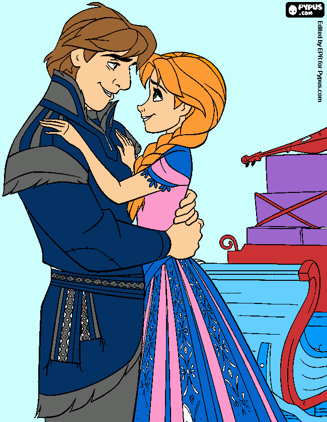 Anna e kristoff para colorir e imprimir