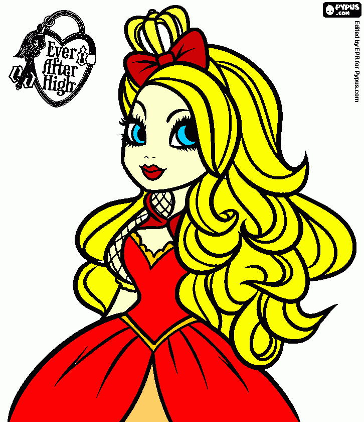 Apple White, líder dos Royals(realeza) em Ever After High para colorir e imprimir