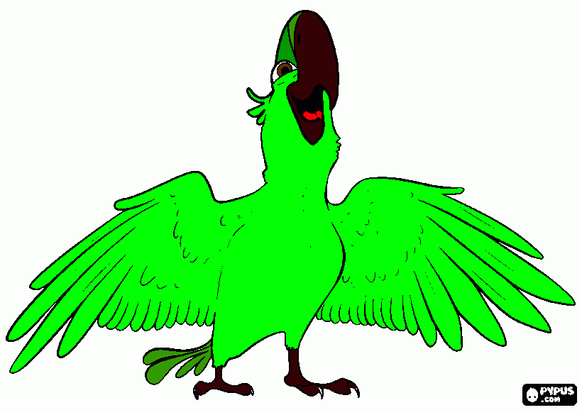 Arara verde para colorir e imprimir