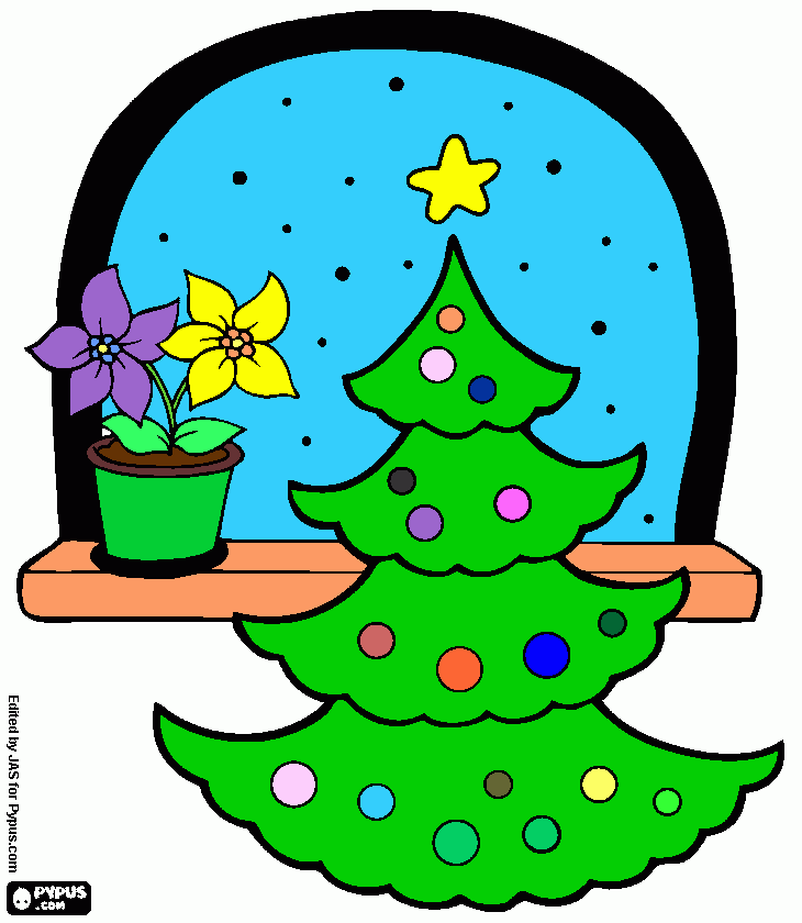 arvore de natal com flor para colorir e imprimir