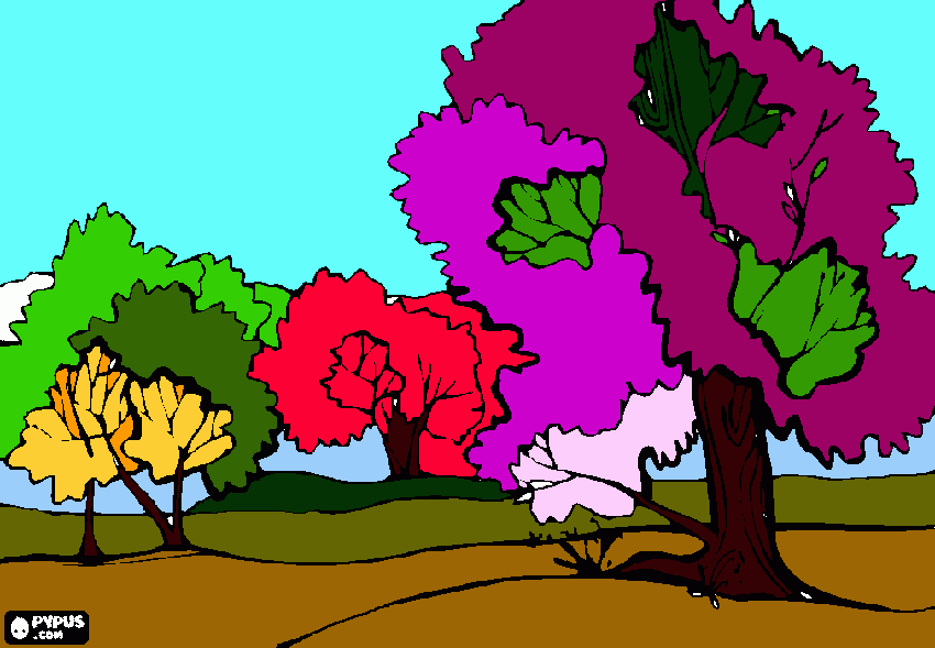 arvores e planicies para colorir e imprimir