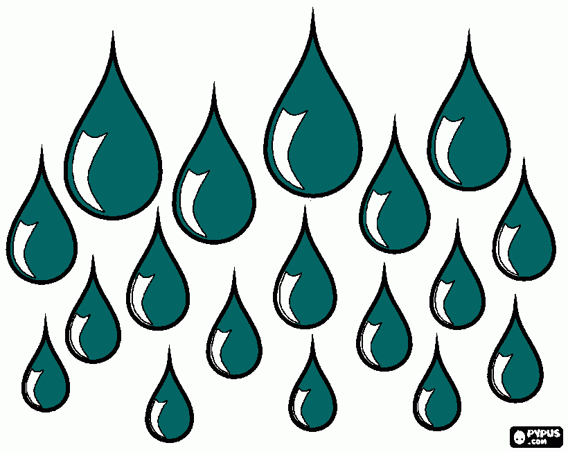 As gotas de chuva, está chovendo para colorir e imprimir