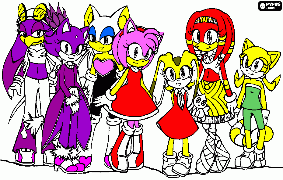 AS MENINAS DO SONIC TODAS JUNTINHAS para colorir e imprimir