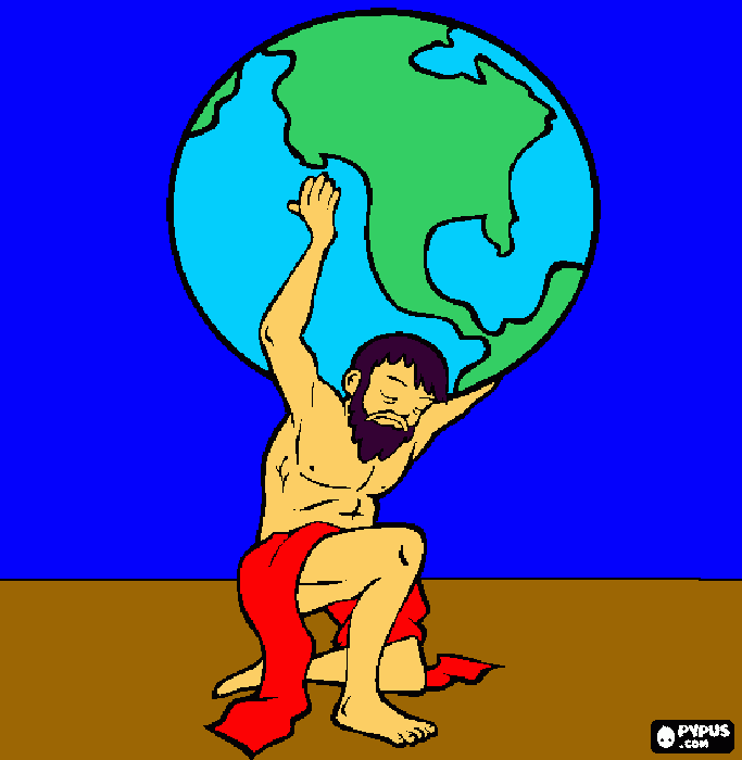 atlas segurando a terra para colorir e imprimir