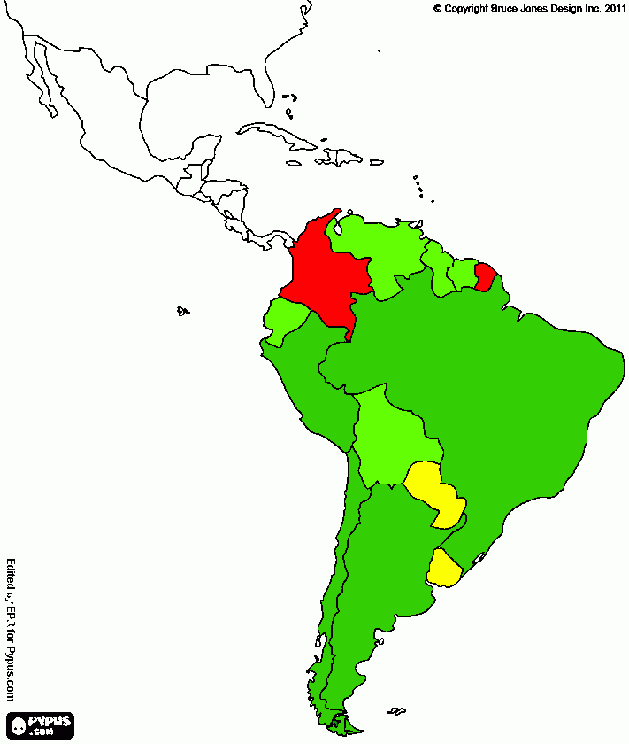 Atuação América do Sul para colorir e imprimir