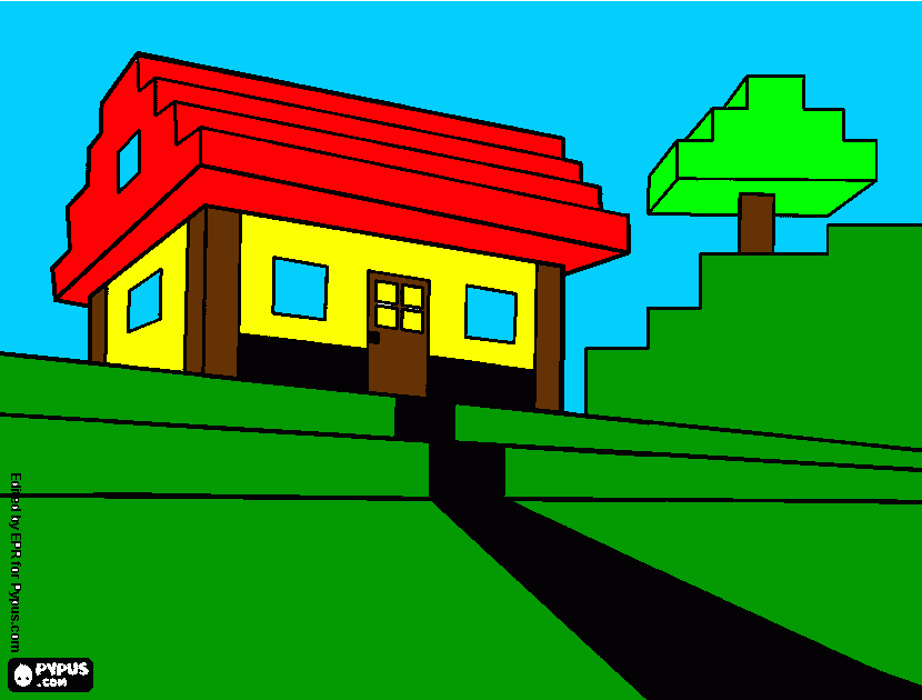 Aula 25/06 - Primeira casa de Minecraft para colorir para colorir e imprimir