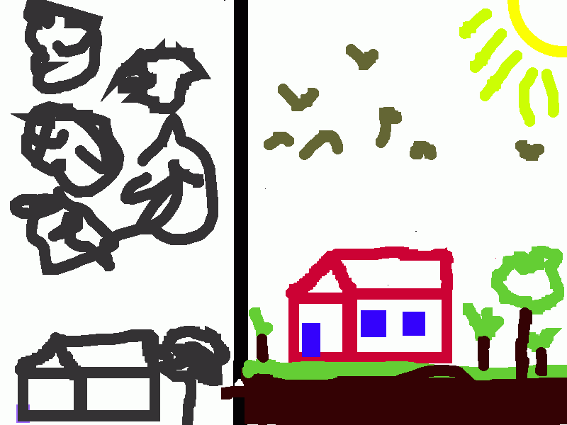 aula dois desenhos com casinhas para colorir e imprimir