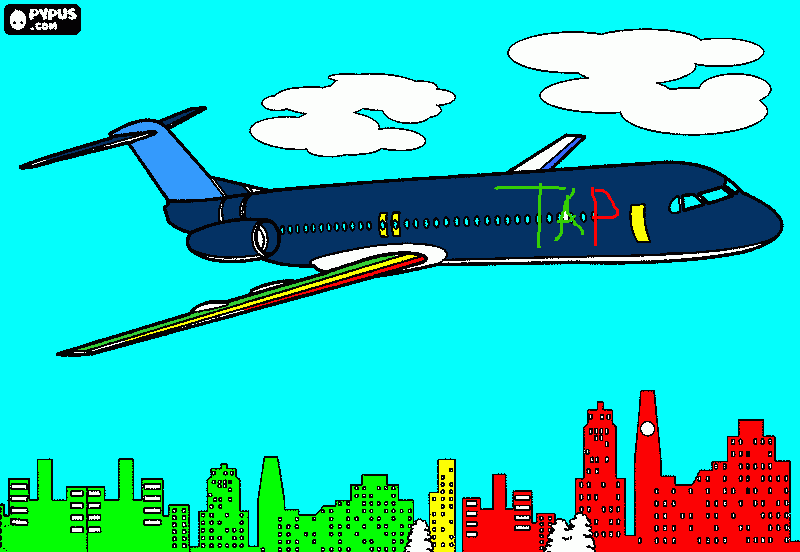 avião da TAP para colorir e imprimir