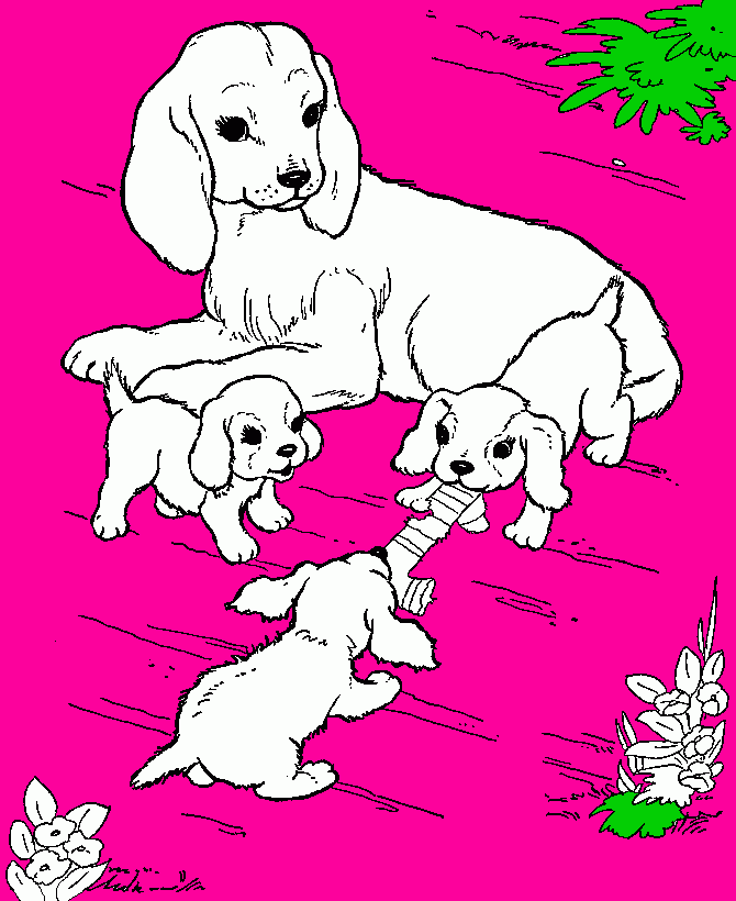 Babi e filhotes para colorir e imprimir