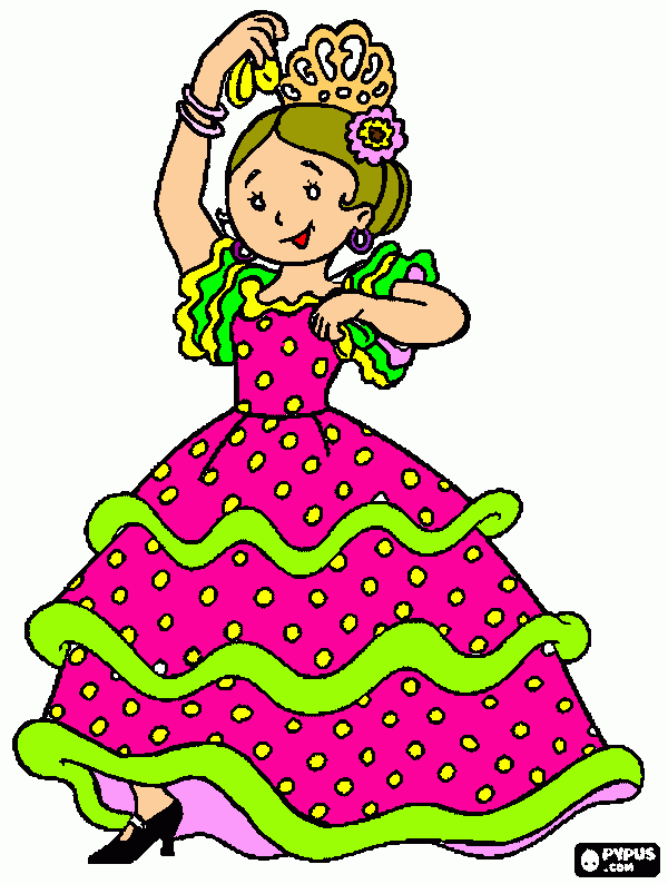 bailarina com vestido para colorir e imprimir
