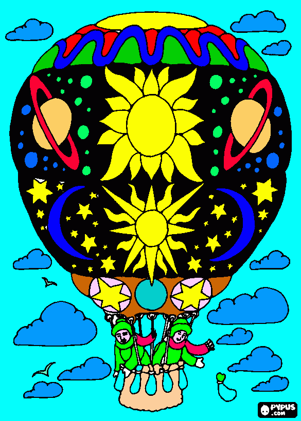 balão de ar quemte para colorir e imprimir