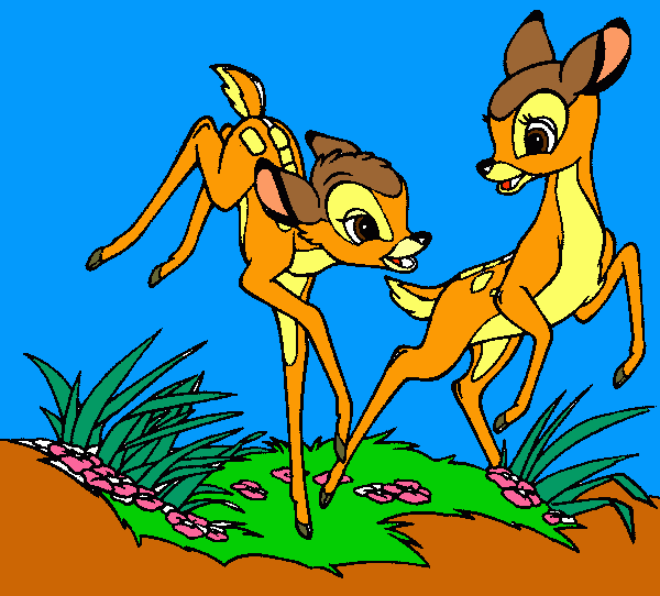 bambi e falina para colorir e imprimir