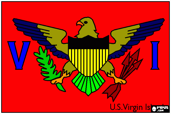 bandeira  das  ilhas  virgens   americanas para colorir e imprimir