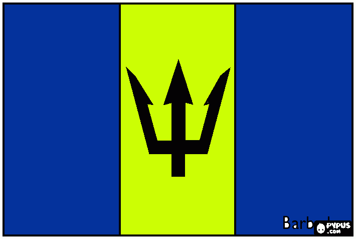 Bandeira de Barbados para colorir e imprimir