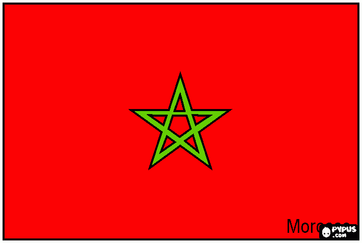 Bandeira de Marrocos para colorir e imprimir